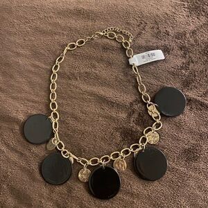 NWT gold chain necklace with black accent circles